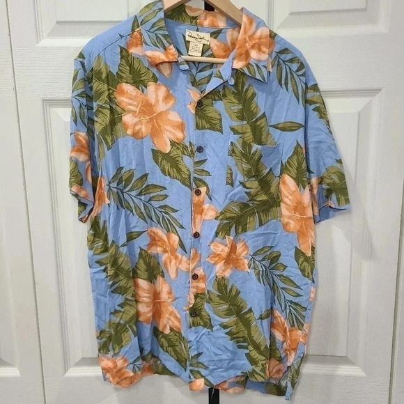 Panama Jack Button Up Hawaiian Shirt Men’s Floral Tropical Short Sleeve Sz LARGE - Picture 2 of 8